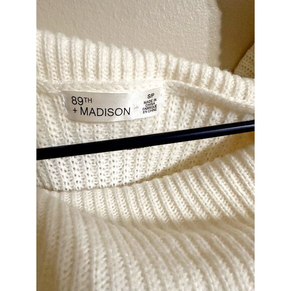 89TH + MADISON Women's Off-White Snapped High NeckLong Sleeve Sweater- Small - Picture 4 of 5